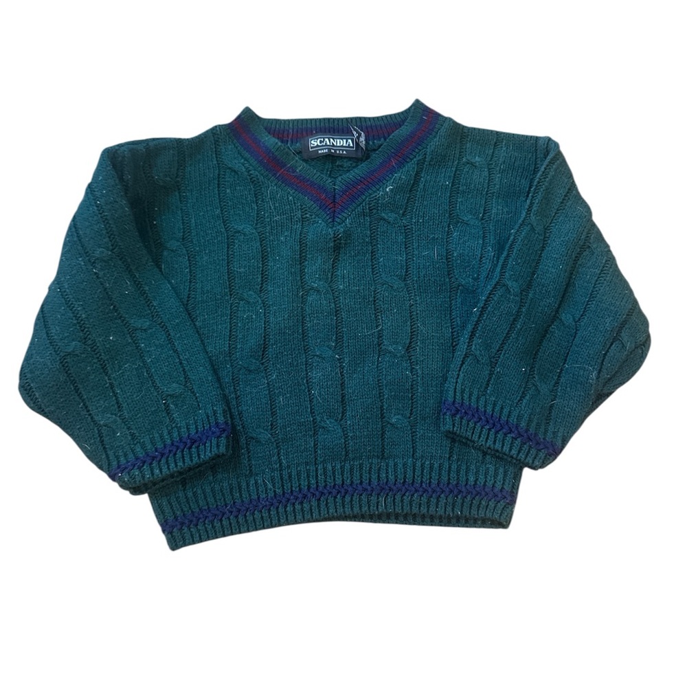 Kids 4-5 vintage Scandia Green Cable Knit Sweater
